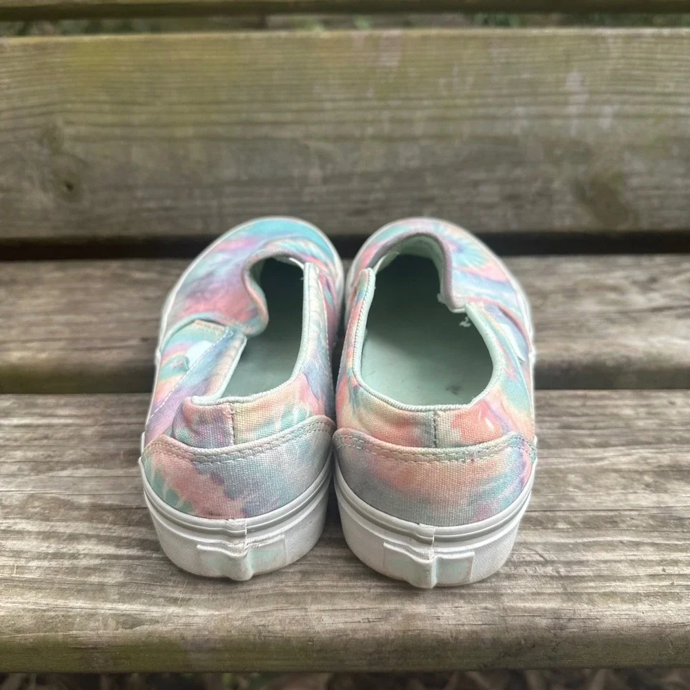 Vans Asher Slip-On Tie-Dye Pastel Multi-Color Canvas Sneaker Women Sz 7 Boho Y2K - Picture 3 of 8